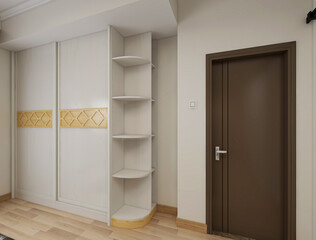Modern design of the bedroom, there are large bed, dressing table and other facilities