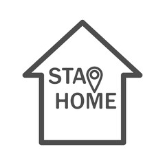 Stay home symbol.Icon in support of self-isolation and staying at home. Slogan stay home with house. Covid19 sign. Flat icon Isolated on white background