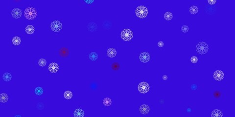 Light pink, blue vector doodle template with flowers.