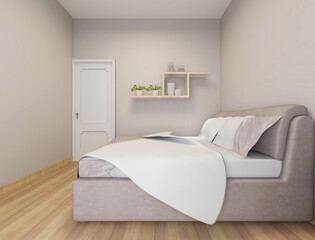 Modern design of the bedroom, there are large bed, dressing table and other facilities