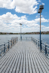 Naklejka premium urban lagoon in the interior of Brazil on a sunny day with aquatic birds
