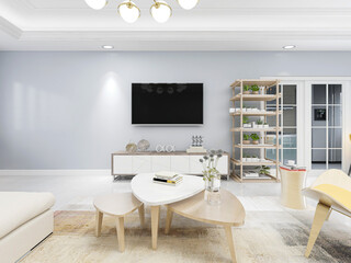 There are cloth sofa and table in the clean living room