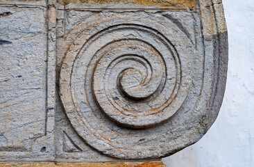 Baroque fountain ornament in historical city of Ouro Preto, Brazil