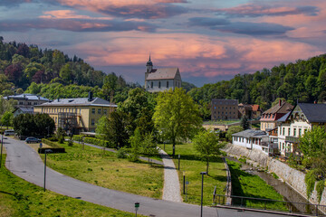 View of historical buildings in a wonderful natural setting in Tharandt near Dresden.Germany