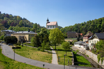 View of historical buildings in a wonderful natural setting in Tharandt near Dresden.Germany