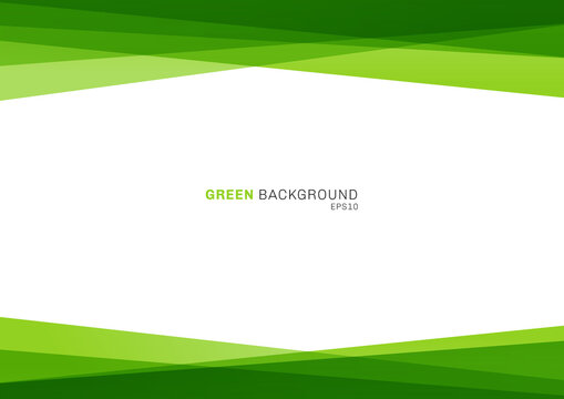Abstract geometric green color shiny overlapping layer on white background
