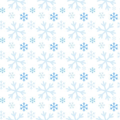 Seamless pattern with blue snowflakes on a white background