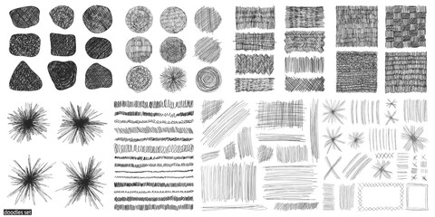 Doodles set. Scribble collection. Ink sketches. Hand drawn effect vector. Pencil sketch. Scrawl elements. Notebook abstract simple drawing.