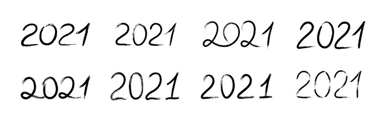 New Year 2021. Grunge design. 2021 sign. Grunge lettering set. Winter holiday symbol. Christmas. New Year.