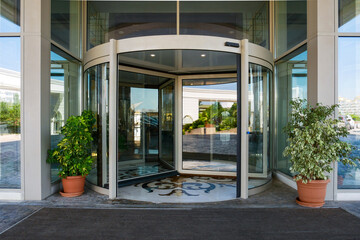 Office glass and metal door entrance hall