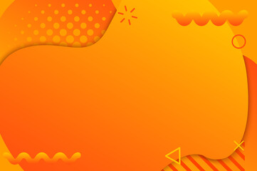 Abstract liquid background. Colorful geometric shapes. Orange gradient background with memphis elements. Dynamic fluid shapes.Графика и иллюстрации