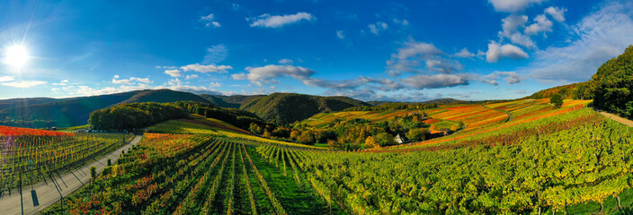 Oktober 2020 Weinberge Bad Neuenahr-Ahrweiler ; Ahrtal ; Indian Summer ;.Foto: Norbert Ittermann.www.norbert-ittermann.de.