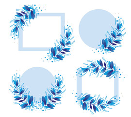 set of christmas ornaments, frame for text and logo