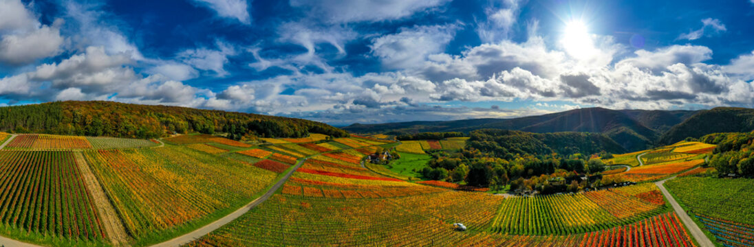 Oktober 2020 Weinberge Bad Neuenahr-Ahrweiler ; Ahrtal ; Indian Summer ;.Foto: Norbert Ittermann.www.norbert-ittermann.de.