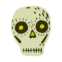Skull isolated on white background. Simple skull for festival sketch hand drawn in style doodle.