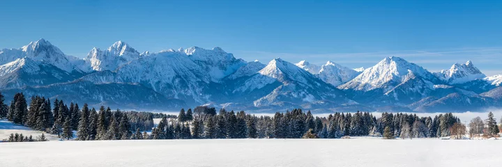 Aluminium Prints Alps panoramic landscape at winter with alps mountains in Bavaria