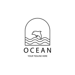 Obraz premium ocean illustration vector design logo line art minimalist