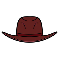 comic illustration of a cowboy hat frontal from the front.