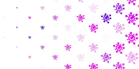 Light Purple, Pink vector backdrop with virus symbols.