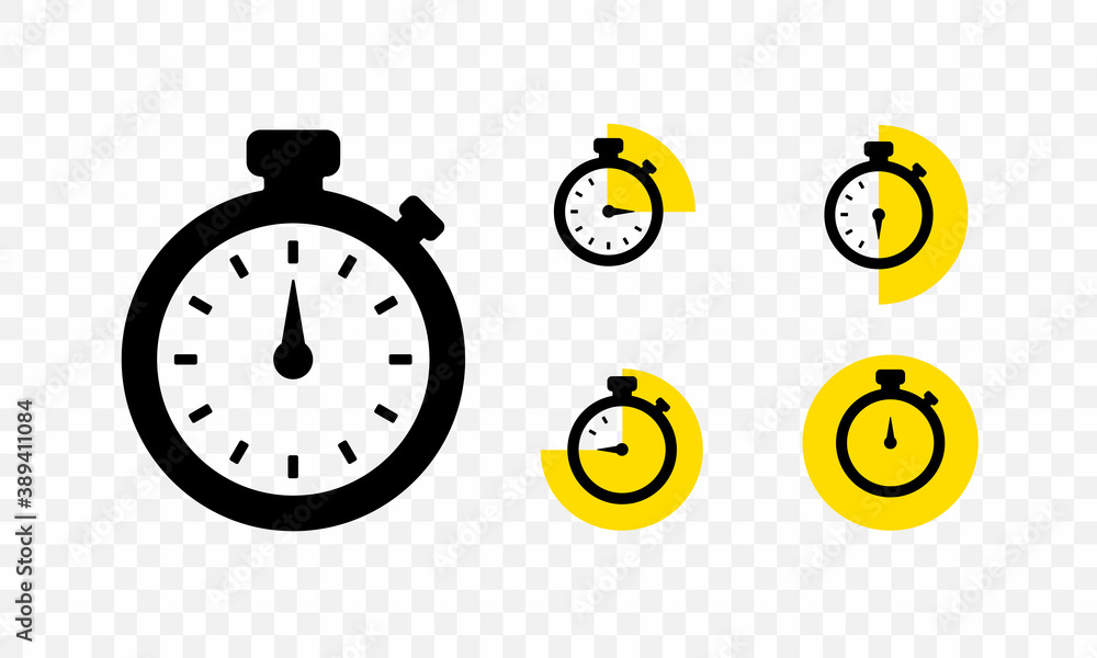 Fototapete set of timer and stopwatch icons. countdown timer with different time. kitchen timer icon with diffe