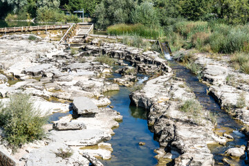 Impressive rock formation in the Ain river, Jura