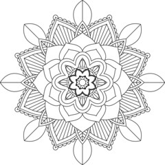Easy Mandala coloring book simple and basic for beginners, seniors and children. Set of Mehndi flower pattern for Henna drawing and tattoo. Decoration in ethnic oriental, Indian style.