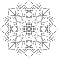 Easy Mandala coloring book simple and basic for beginners, seniors and children. Set of Mehndi flower pattern for Henna drawing and tattoo. Decoration in ethnic oriental, Indian style.