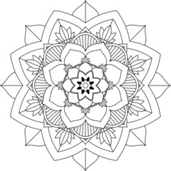 Easy Mandala coloring book simple and basic for beginners, seniors and children. Set of Mehndi flower pattern for Henna drawing and tattoo. Decoration in ethnic oriental, Indian style.
