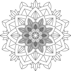 Easy Mandala coloring book simple and basic for beginners, seniors and children. Set of Mehndi flower pattern for Henna drawing and tattoo. Decoration in ethnic oriental, Indian style.
