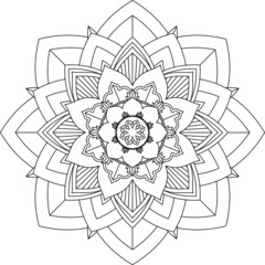 Easy Mandala coloring book simple and basic for beginners, seniors and children. Set of Mehndi flower pattern for Henna drawing and tattoo. Decoration in ethnic oriental, Indian style.
