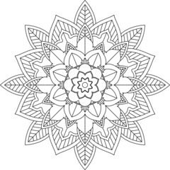 Easy Mandala coloring book simple and basic for beginners, seniors and children. Set of Mehndi flower pattern for Henna drawing and tattoo. Decoration in ethnic oriental, Indian style.