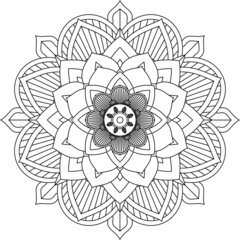 Easy Mandala coloring book simple and basic for beginners, seniors and children. Set of Mehndi flower pattern for Henna drawing and tattoo. Decoration in ethnic oriental, Indian style.