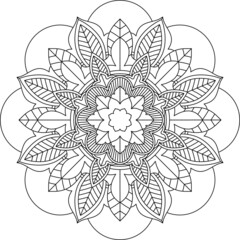 Easy Mandala coloring book simple and basic for beginners, seniors and children. Set of Mehndi flower pattern for Henna drawing and tattoo. Decoration in ethnic oriental, Indian style.