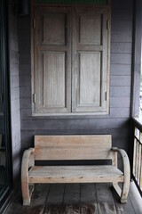 Plakat old wooden chair in a Thai vintage house