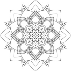 Easy Mandala coloring book simple and basic for beginners, seniors and children. Set of Mehndi flower pattern for Henna drawing and tattoo. Decoration in ethnic oriental, Indian style.