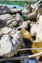 Impressive rock formation in the Ain river, Jura