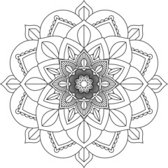 Easy Mandala coloring book simple and basic for beginners, seniors and children. Set of Mehndi flower pattern for Henna drawing and tattoo. Decoration in ethnic oriental, Indian style.