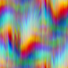 Seamless techno glitch RGB monitor noise rainbow. High quality illustration. Repeat pattern neon spectrum. Futuristic bad signal computer screen failure. Red green and blue distortion blur effect.