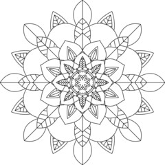 Easy Mandala coloring book simple and basic for beginners, seniors and children. Set of Mehndi flower pattern for Henna drawing and tattoo. Decoration in ethnic oriental, Indian style.