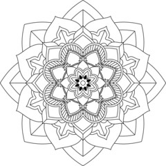 Easy Mandala coloring book simple and basic for beginners, seniors and children. Set of Mehndi flower pattern for Henna drawing and tattoo. Decoration in ethnic oriental, Indian style.