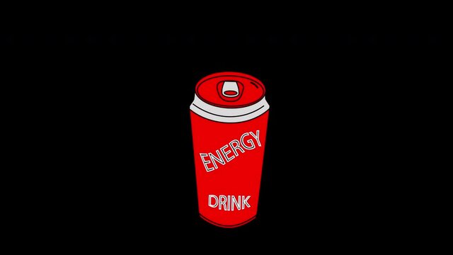 Energy drink can animation with alpha channel. Seamless loop.