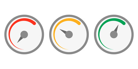 Speedometer icons set. Flat illustration for web design, infographic. Vector.