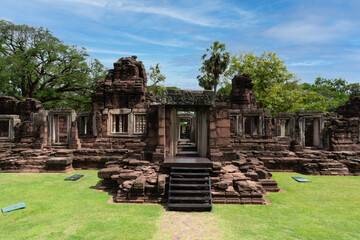 Phimai historical park under blue sky