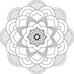 Easy Mandala coloring book simple and basic for beginners, seniors and children. Set of Mehndi flower pattern for Henna drawing and tattoo. Decoration in ethnic oriental, Indian style.
