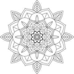 Easy Mandala coloring book simple and basic for beginners, seniors and children. Set of Mehndi flower pattern for Henna drawing and tattoo. Decoration in ethnic oriental, Indian style.