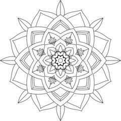 Easy Mandala coloring book simple and basic for beginners, seniors and children. Set of Mehndi flower pattern for Henna drawing and tattoo. Decoration in ethnic oriental, Indian style.