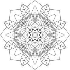 Easy Mandala coloring book simple and basic for beginners, seniors and children. Set of Mehndi flower pattern for Henna drawing and tattoo. Decoration in ethnic oriental, Indian style.