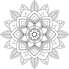Easy Mandala coloring book simple and basic for beginners, seniors and children. Set of Mehndi flower pattern for Henna drawing and tattoo. Decoration in ethnic oriental, Indian style.