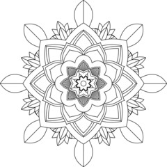 Easy Mandala coloring book simple and basic for beginners, seniors and children. Set of Mehndi flower pattern for Henna drawing and tattoo. Decoration in ethnic oriental, Indian style.