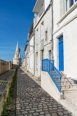 view of the Rue Sur-Les-Murs Street in the old town of La Rochelle